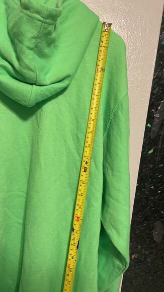 Neon Green "North Fork Long Island" Pullover Hoodie, Size XL - Picture 6 of 6